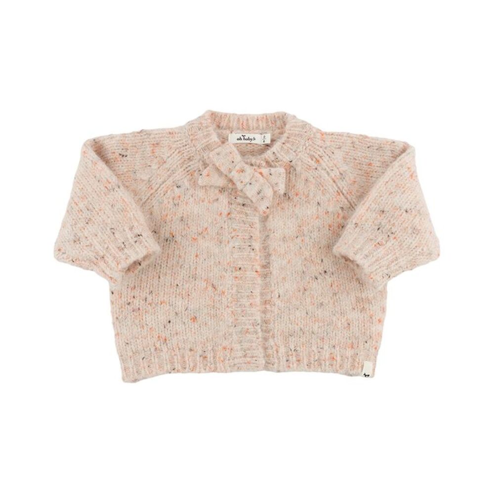 Oh Baby! Girls  Speckled Scandi Bow Cardigan